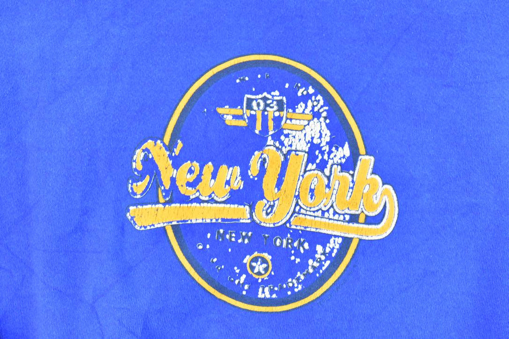 Vintage 1990s New York City Mets Blue Distressed Souvenir Heavyweight Crewneck Sweatshirt