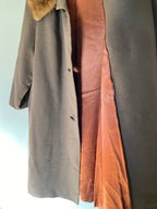 Vintage 1950s Peau De Faille Fur Collared Long Pea Coat Jacket