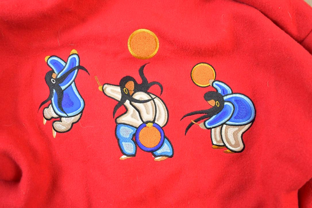 Vintage 1990s Nature Theme 100% Wool Hooded Button Up Jacket Made In Canada