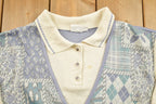 Vintage 1990s Cute Quarter Button Collared Sweater