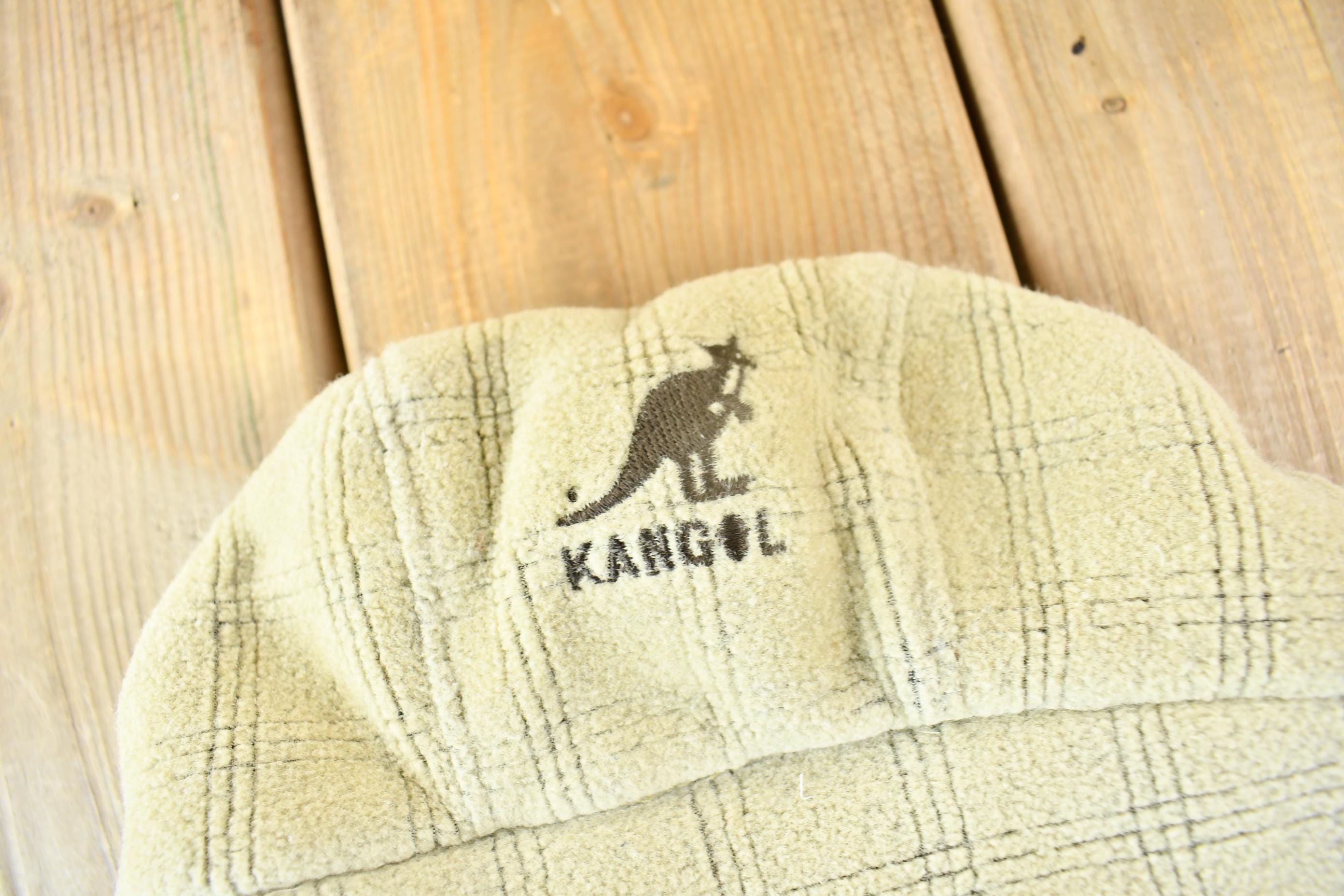 Vintage 1990s Kangol Polartec Fleece Plaid Army Cap Size L-XL / 90s Hat / Vintage Kangol Cap