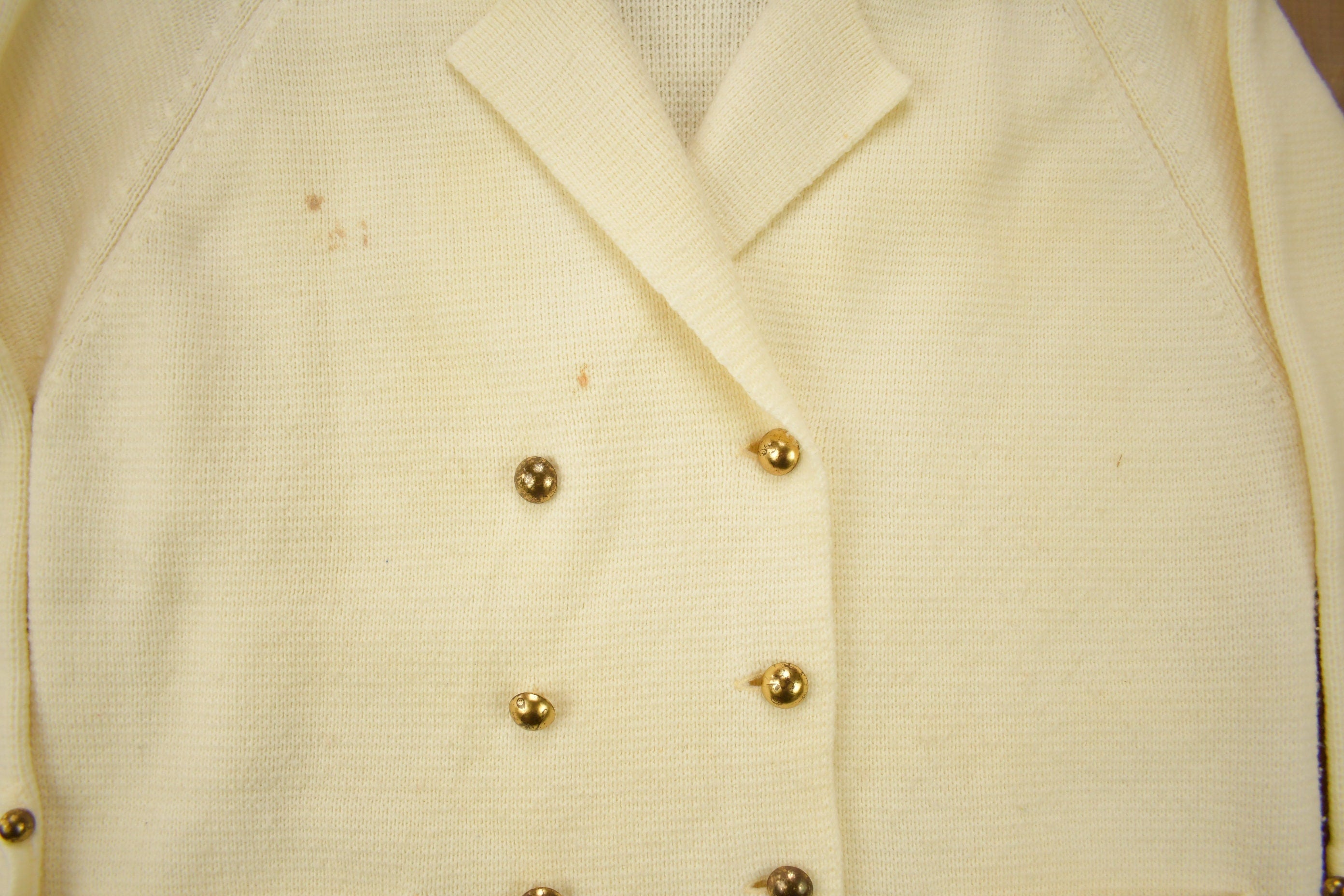 Vintage 1980s Blank White Knitted Cardigan Sweater