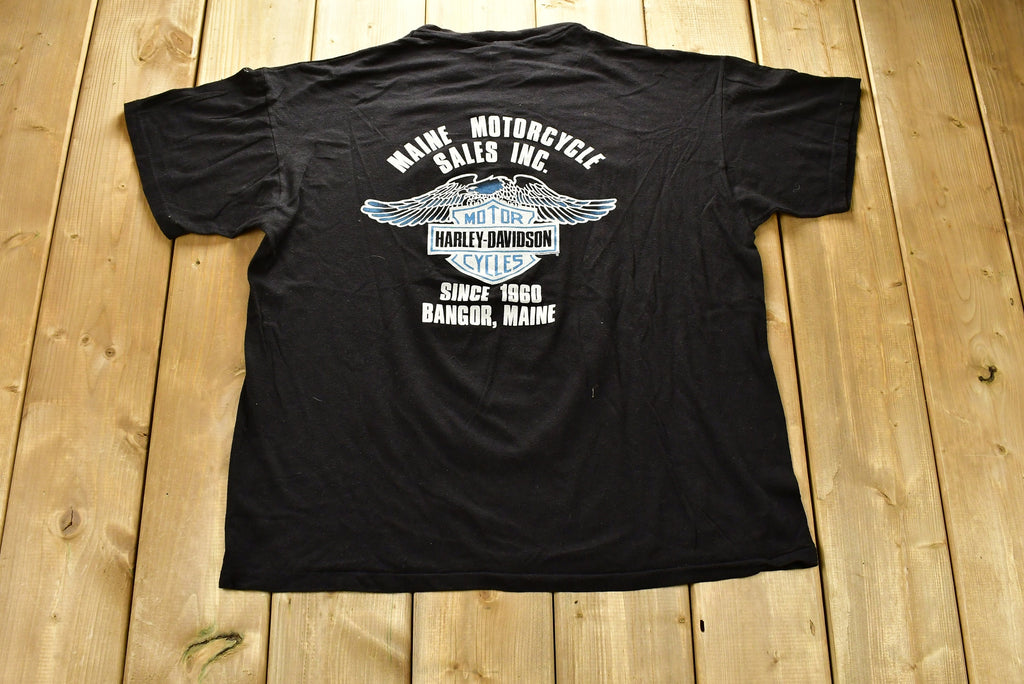 Vintage 1980s Harley Davidson Motorcycles Maine Motorcycle Sales T-Shirt