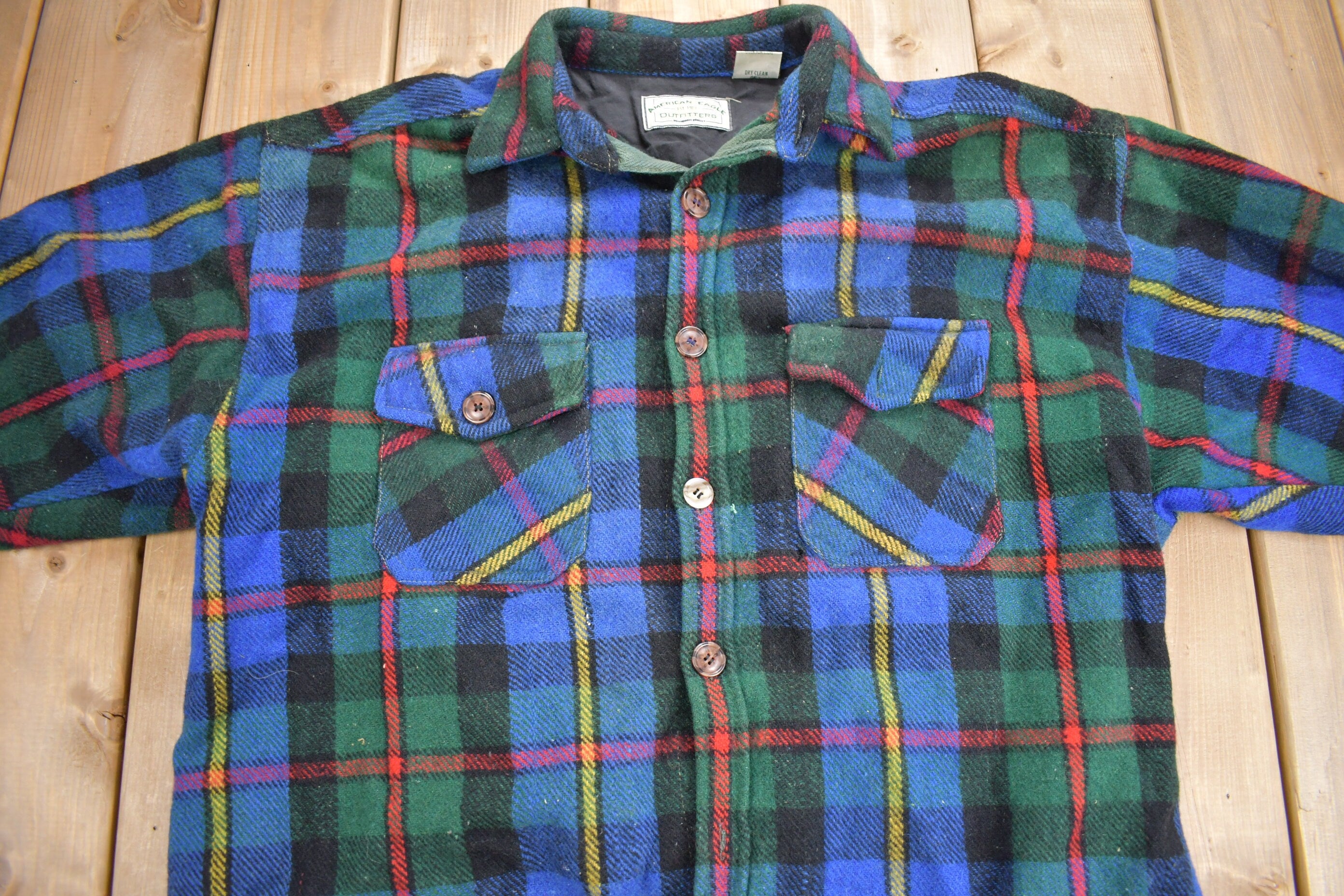 Vintage 1990s American Eagle Plaid Flannel Button Up Shirt