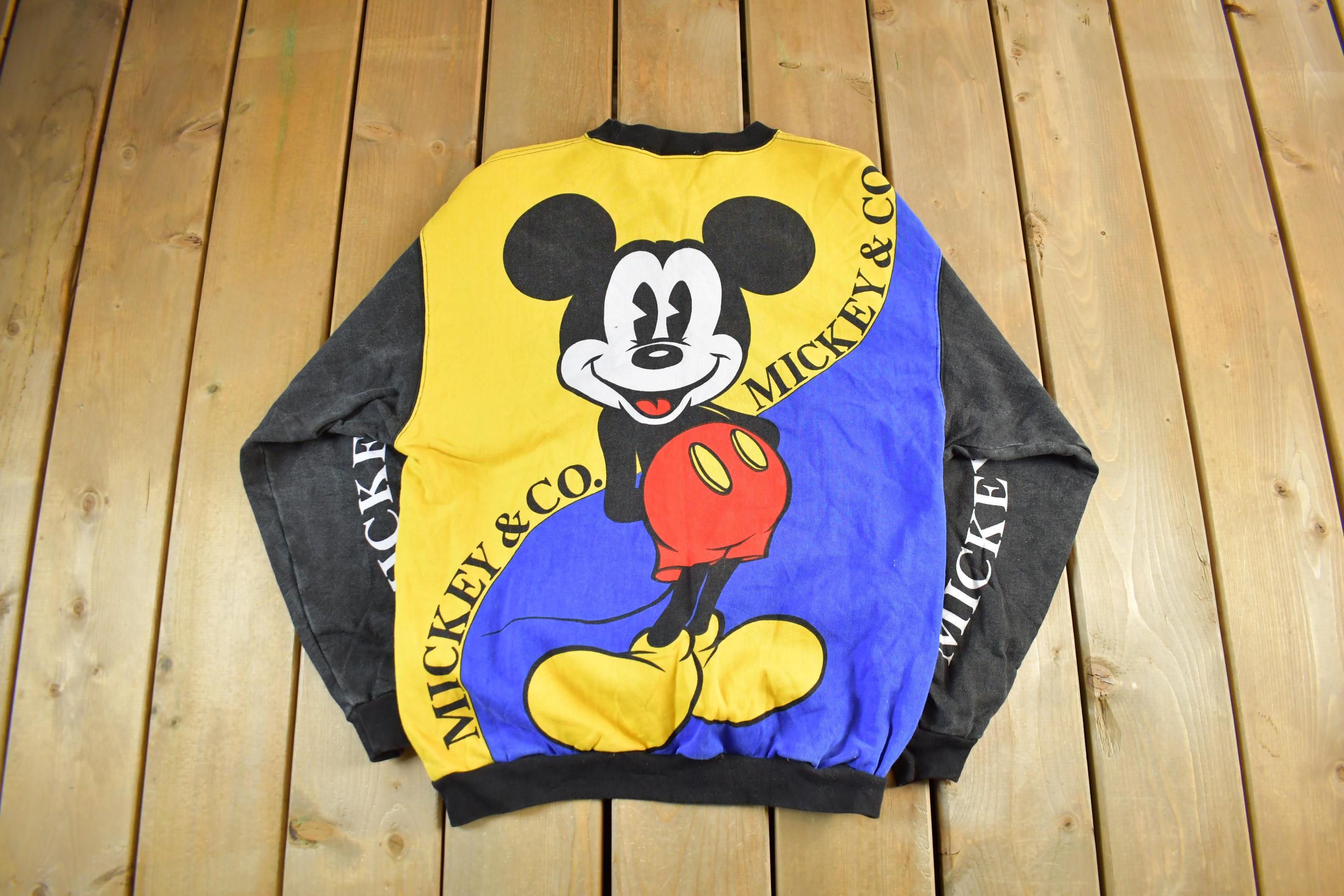 Vintage 1990s Mickey Mouse All Over Print Disney Crewneck Men's Medium