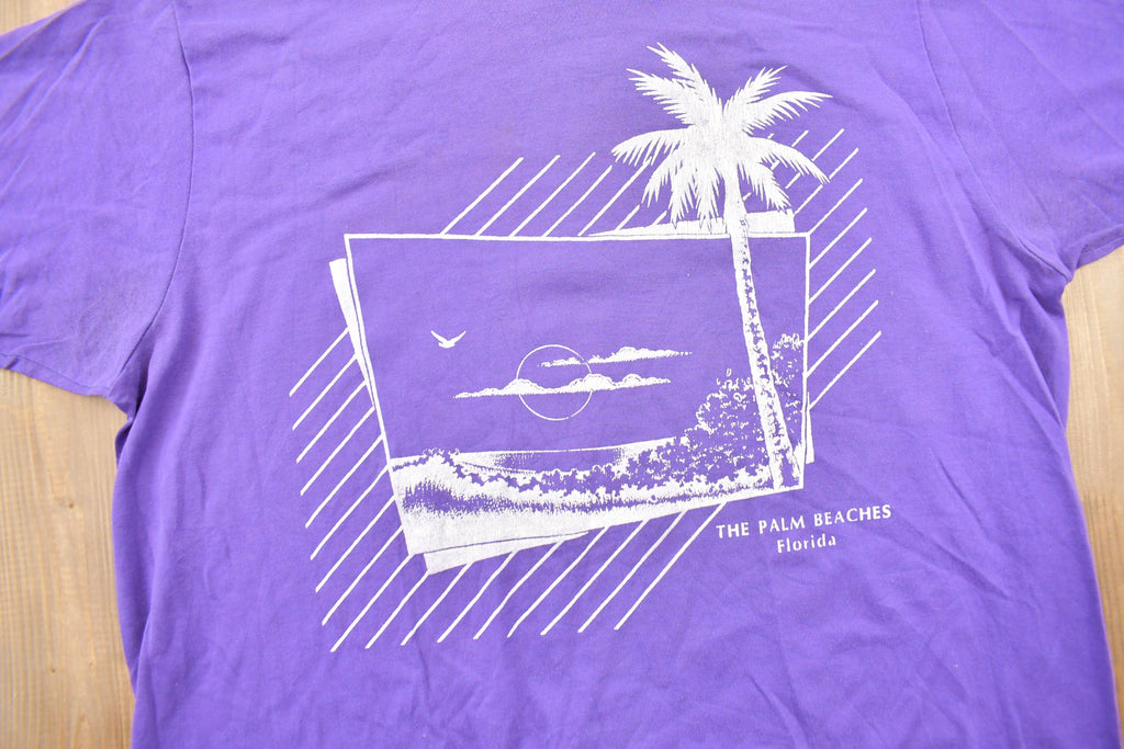 Vintage 1980s Florida The Palm Beaches Graphic Souvenir T Shirt