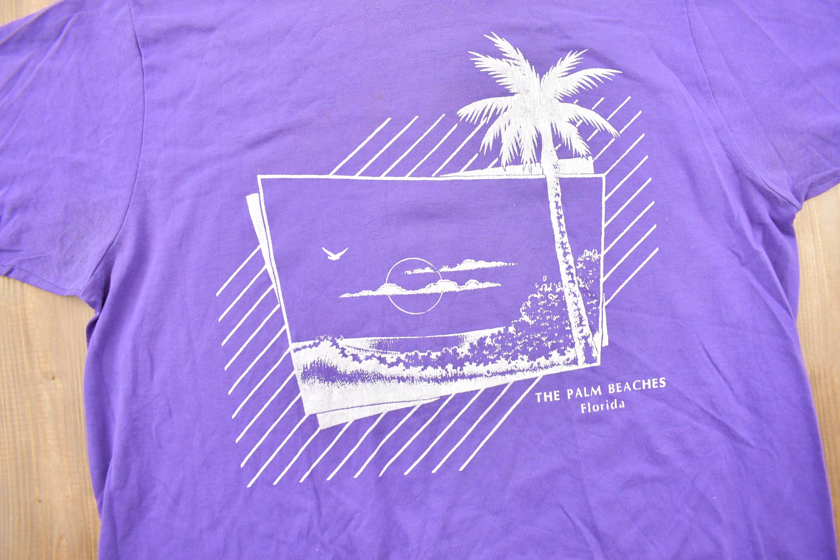 Vintage 1980s Florida The Palm Beaches Graphic Souvenir T Shirt