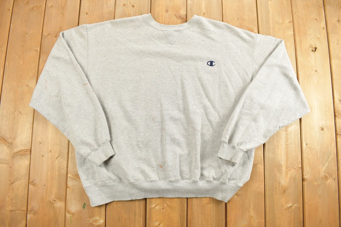 Vintage 1990s Champion Blank Grey Crewneck Sweatshirt