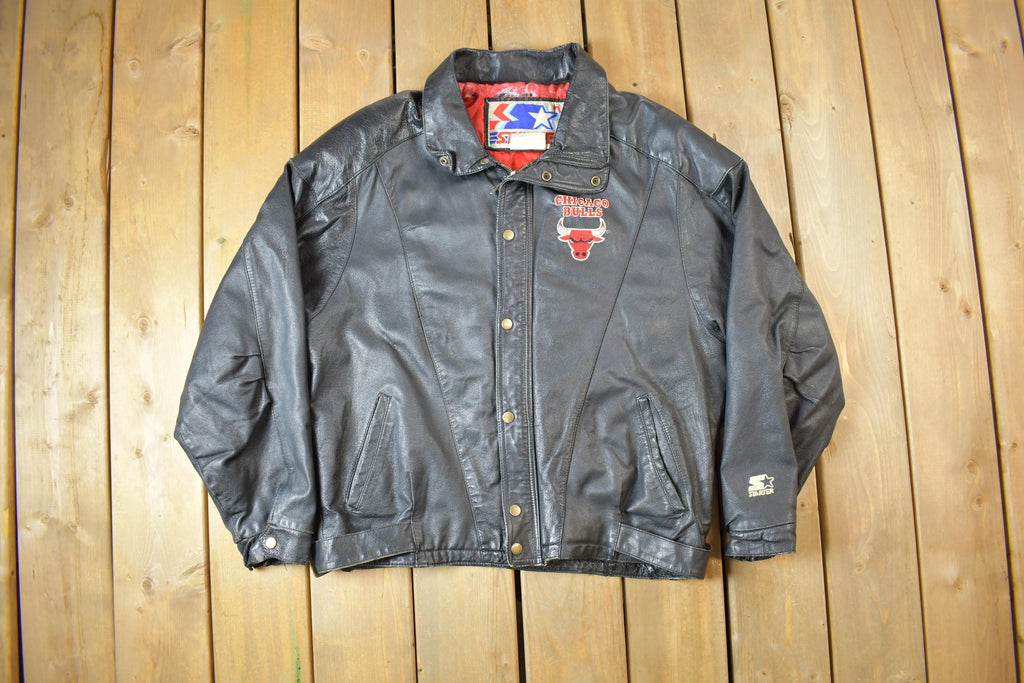 Vintage 1990s Starter NBA Chicago Bulls Leather Jacket