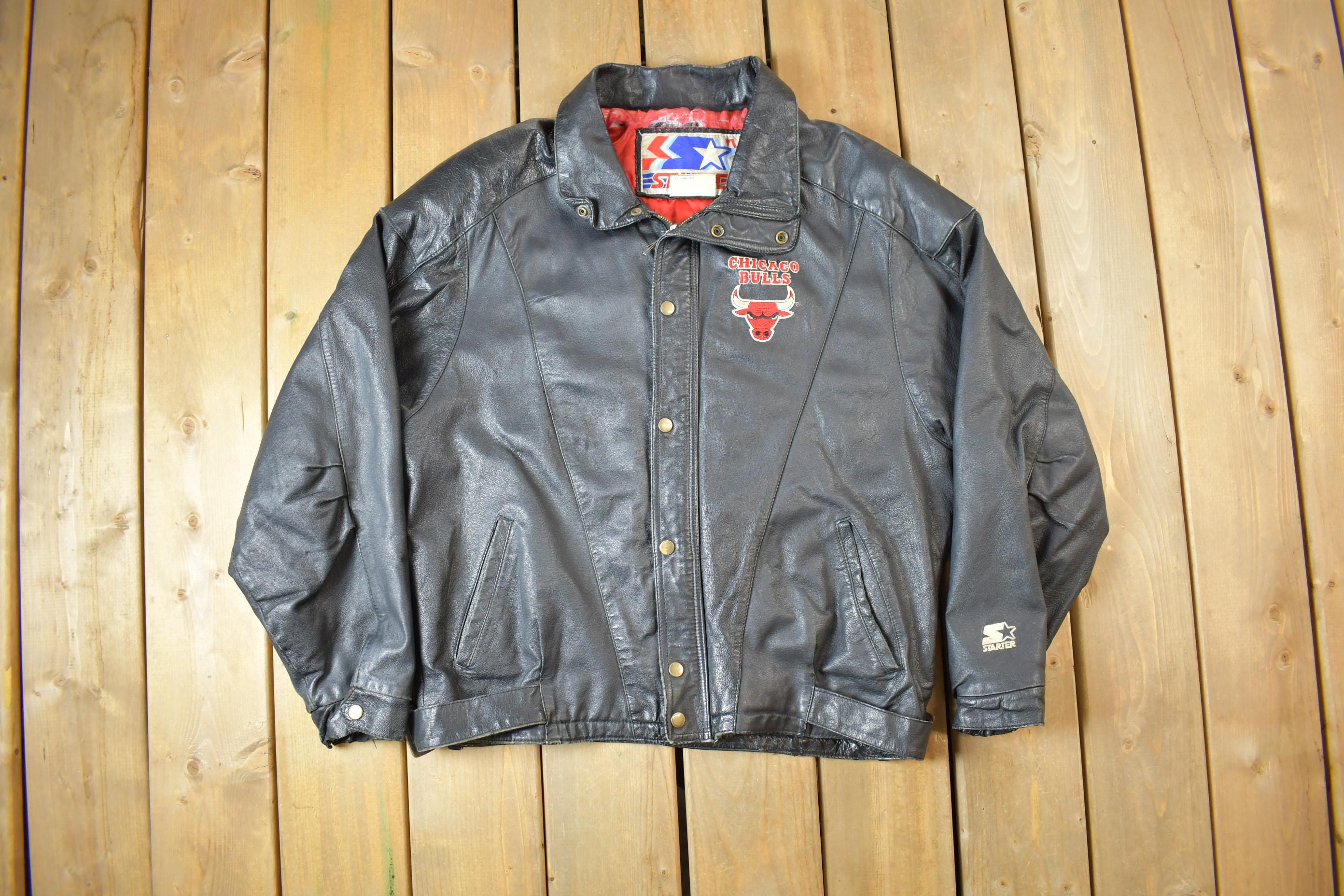 Vintage 1990s Starter NBA Chicago Bulls Leather Jacket