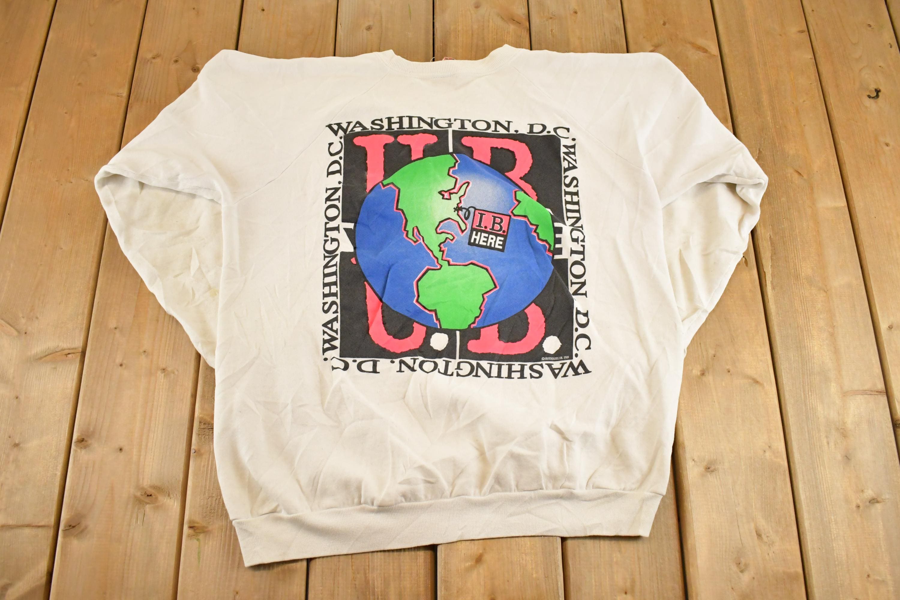 Vintage 1989 Washington DC IB Here Souvenir Crewneck Sweatshirt Men's M /