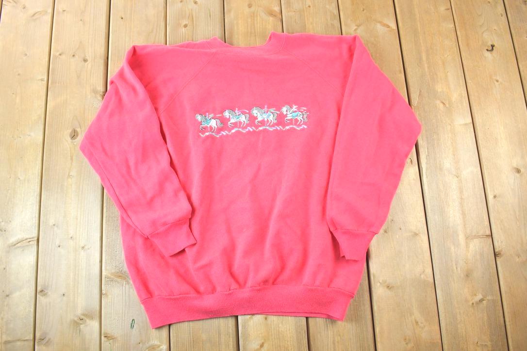 Vintage 1990s Unicorn Carousel Souvenir Crewneck Sweatshirt Made In USA  90s Crewneck  Souvenir Sweater  Streetwear  Travel