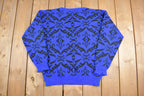 Vintage 1980s Partners Regal Pattern Knitted Crewneck Sweater /
