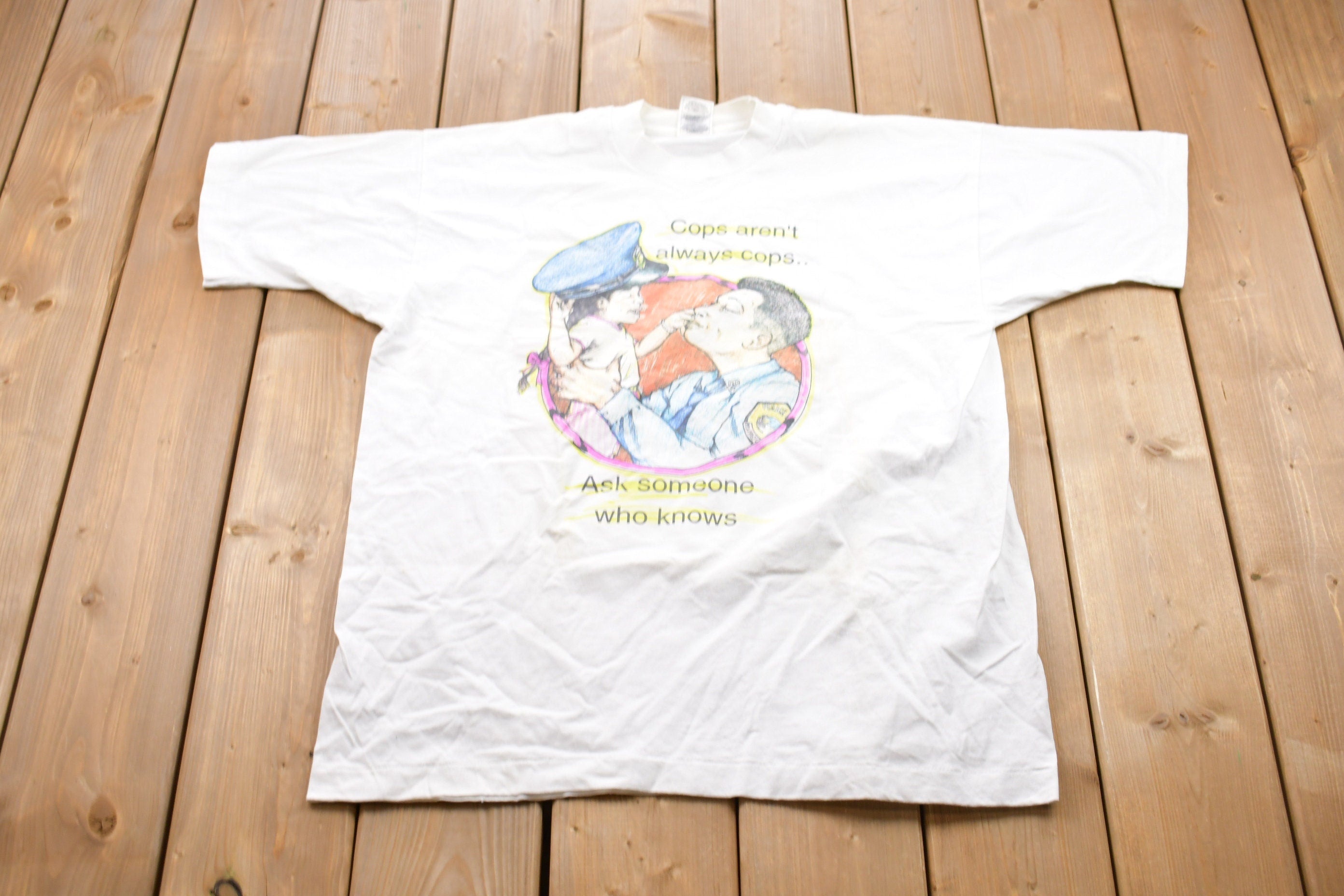 Vintage 1990s Cops Graphic T-Shirt