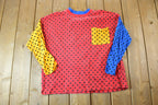 Vintage 1990s SFO Polka Dot Colour Block Crewneck Sweatshirt