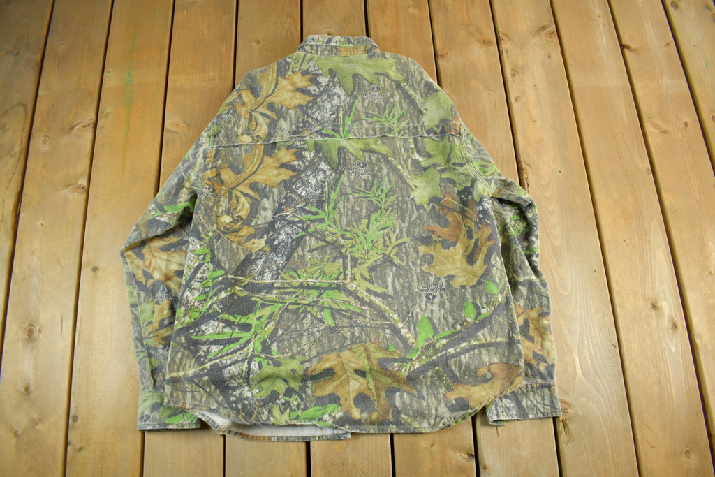Vintage Y2K Field Staff Mossy Oak Camouflage Button Up Shirt Men's Large