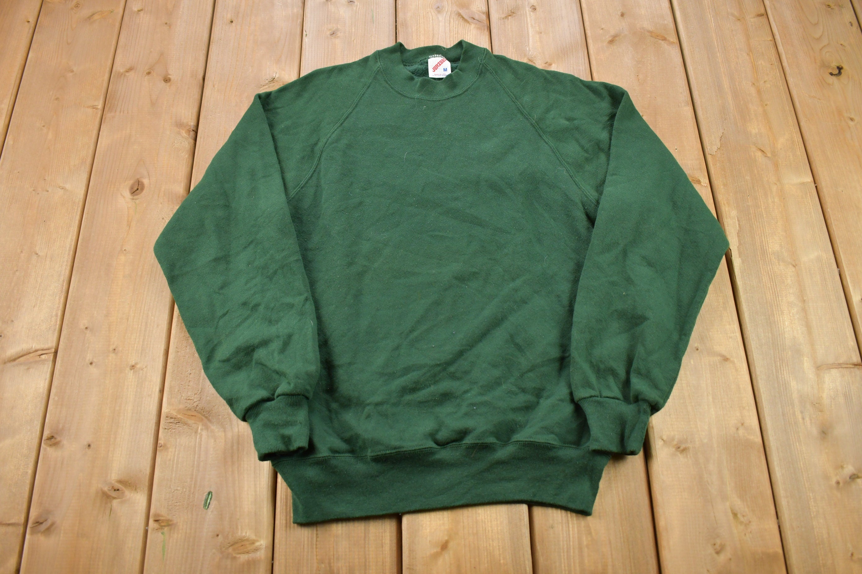Vintage 1990s Blank Forrest Green Jerzees Crewneck Sweatshirt