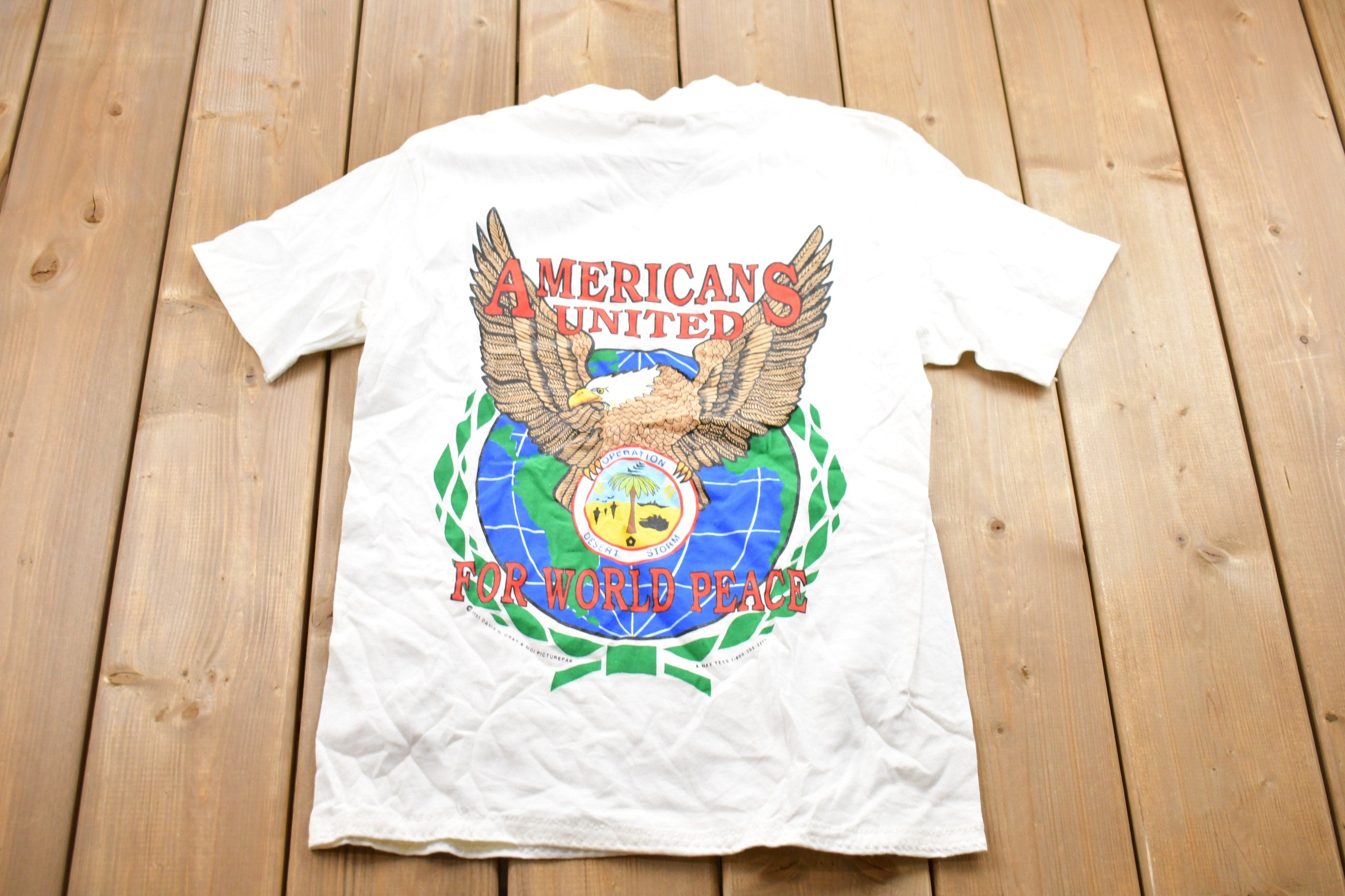 Vintage 1990 Operation Desert Storm American's United Graphic T-Shirt