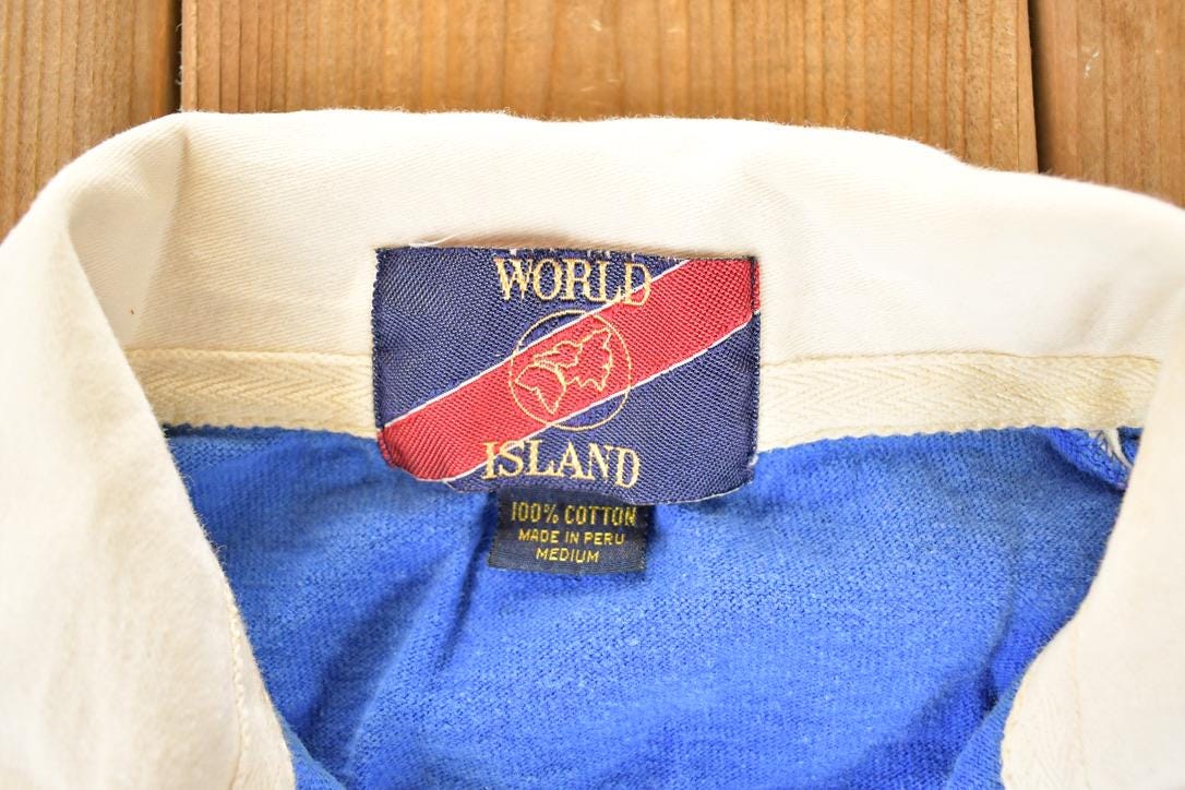 Vintage 1990s World Island Rugby Button Up Shirt Mens M