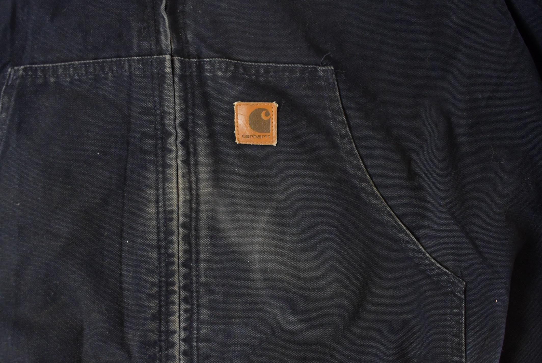 Vintage 1990s Carhartt Distressed Canvas Hooded Jacket Men's 2XL