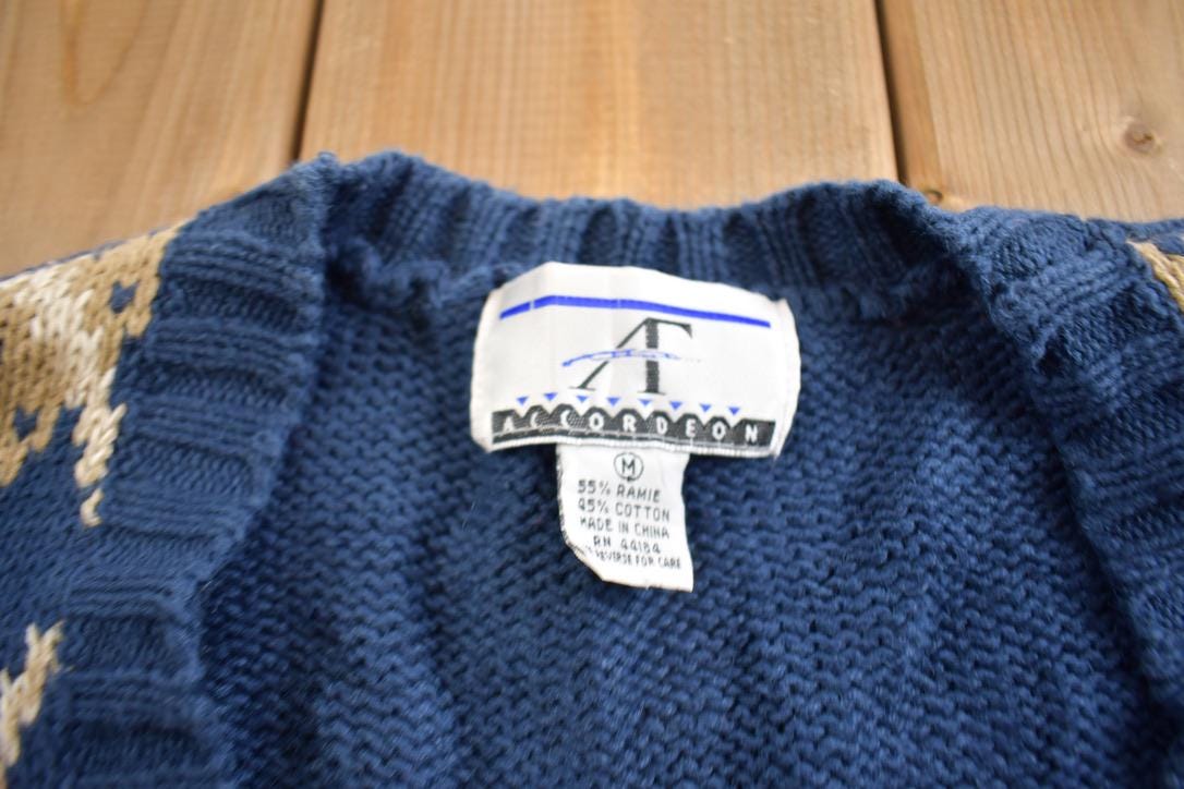 Vintage 1990s Accordeon Cotton Knit Cardigan Sweater
