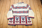 Vintage 1980s Matisse Knitted Open Shall Cardigan Sweater  Vintage Cardigan  Button Up  Abstract Pattern  All Over Pattern