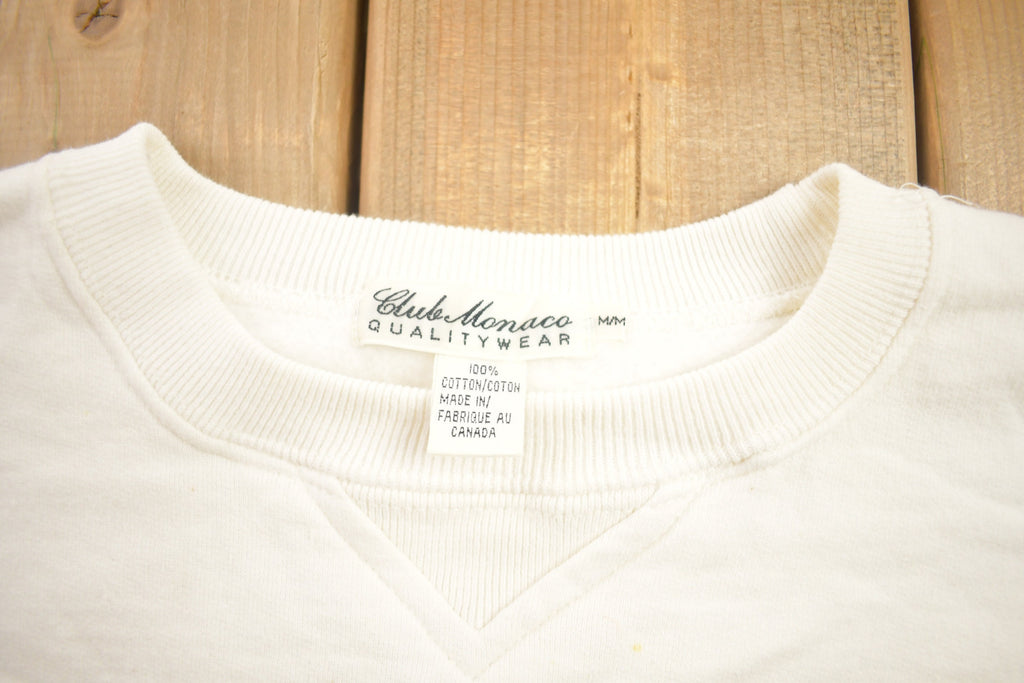 Vintage 1990s Club Monaco Blank White Crewneck Sweatshirt