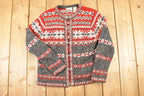 Vintage 1990s Croft & Barrow Abstract Clasp Knit Cardigan Sweater Women's M