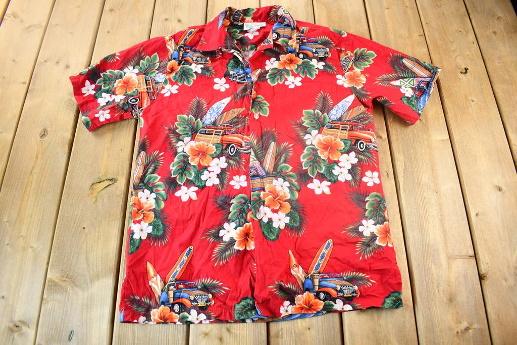 Vintage 1980s Hawaii Beach Theme Button Up Shirt