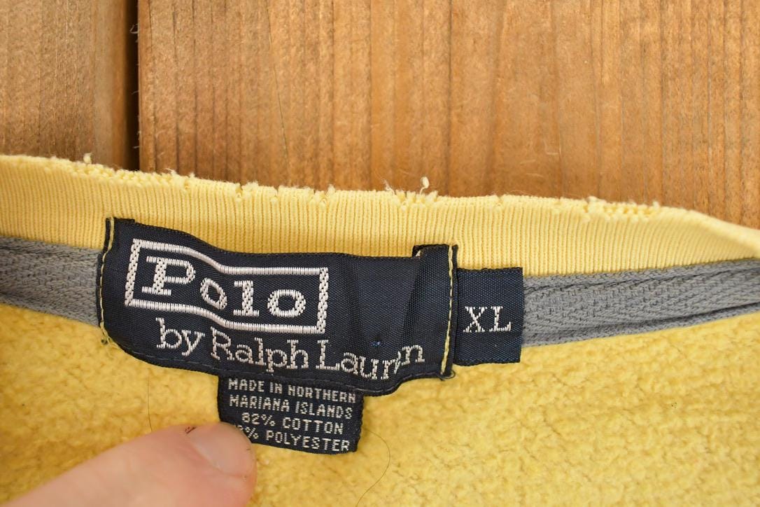 Vintage 1990s Polo By Ralph Lauren Distressed Painters Crewneck Sweatshirt Women's Cropped XL