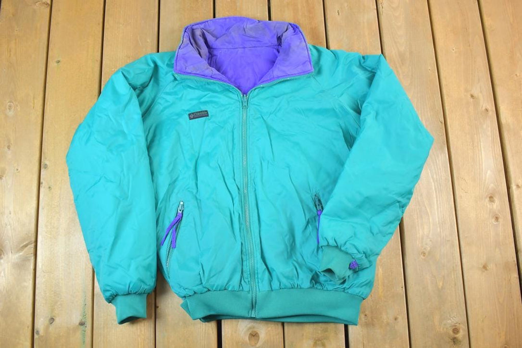 Vintage 1990s Columbia Reversible Full Zip Light Ski Puffer Jacket