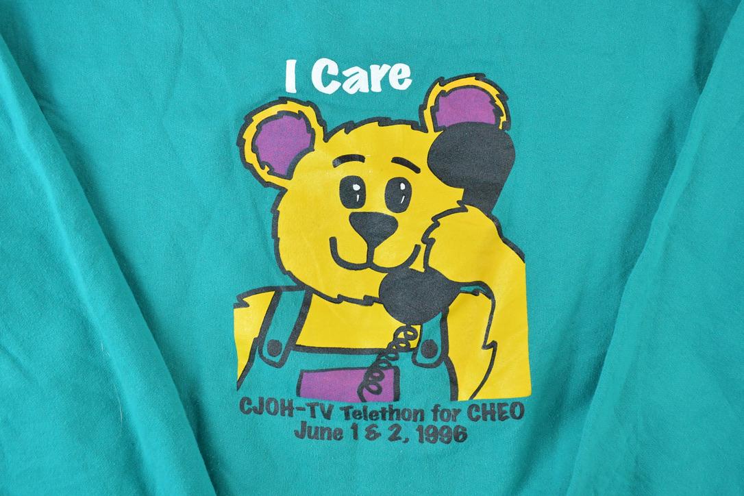 Vintage 1998 CJOH Telethon I Care Teddy Bear Crewneck Sweatshirt
