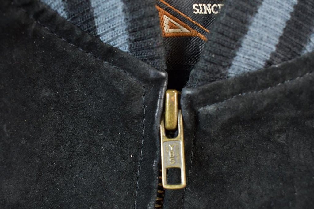 Vintage 1990s Wolf Themed Embroidered Suede Varsity Jacket