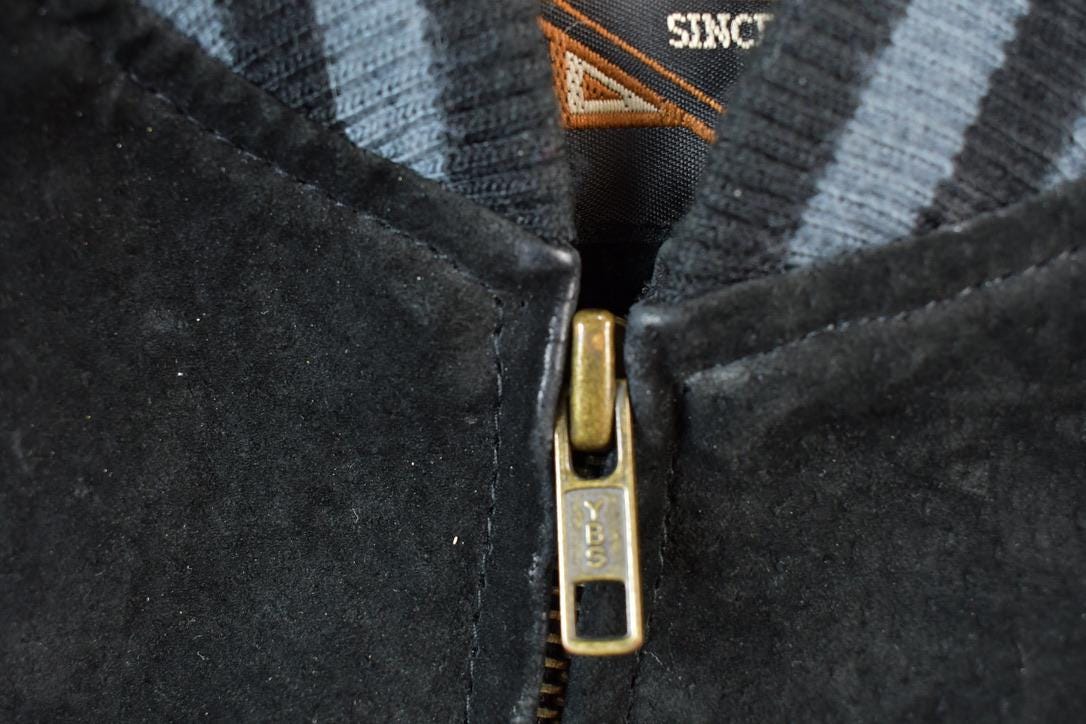 Vintage 1990s Wolf Themed Embroidered Suede Varsity Jacket