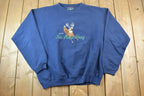 Vintage 1990s Trophy Six Point Stag Outdoorsman Deer Crewneck Sweatshirt  Embroidered  Nature Sweater  Animal Sweater