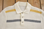 Vintage 1980s Cute Striped Knit Polo Sweater
