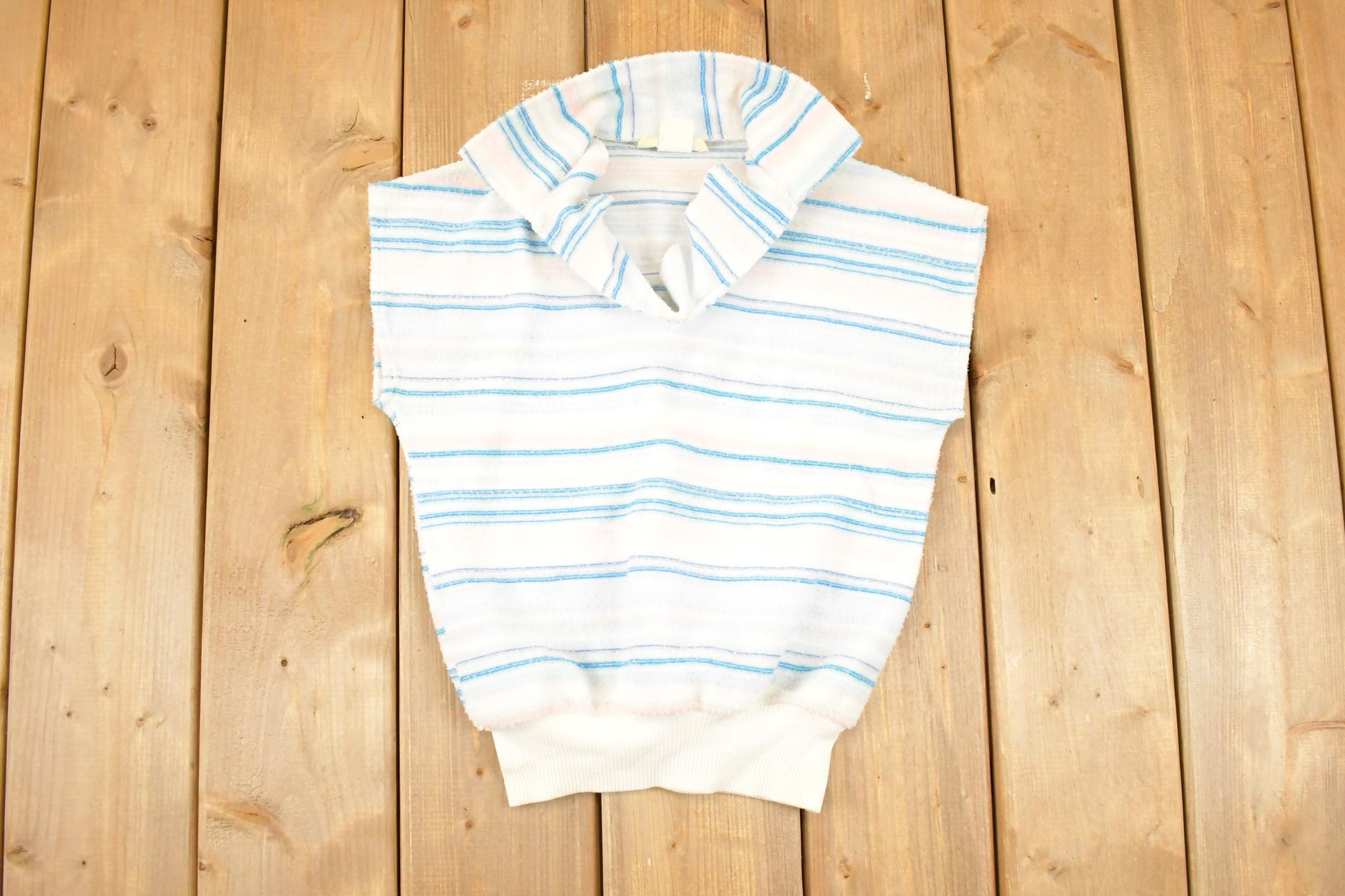 Vintage 1960s A Trifle Bit Striped Knit Souvenir Shirt Women's S