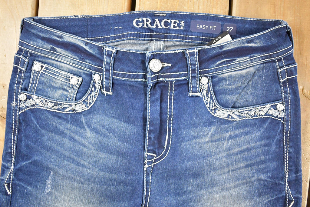 Vintage Deadstock Y2K Grace LA Bedazzled Low Rise Jeans Women's Size 27 x 32