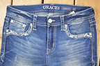 Vintage Deadstock Y2K Grace LA Bedazzled Low Rise Jeans Women's Size 27 x 32