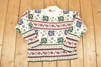 Vintage 1990s Republic Denim Floral AOP Chunky Knit Crewneck Sweater Women's L