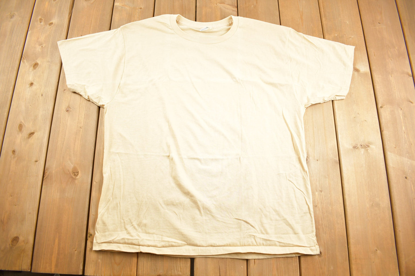 Vintage 1980s Harvey Woods Beige T-Shirt / Graphic / 80s / 90s / Streetwear / Retro Style / Single Stitch / Made In Canada /