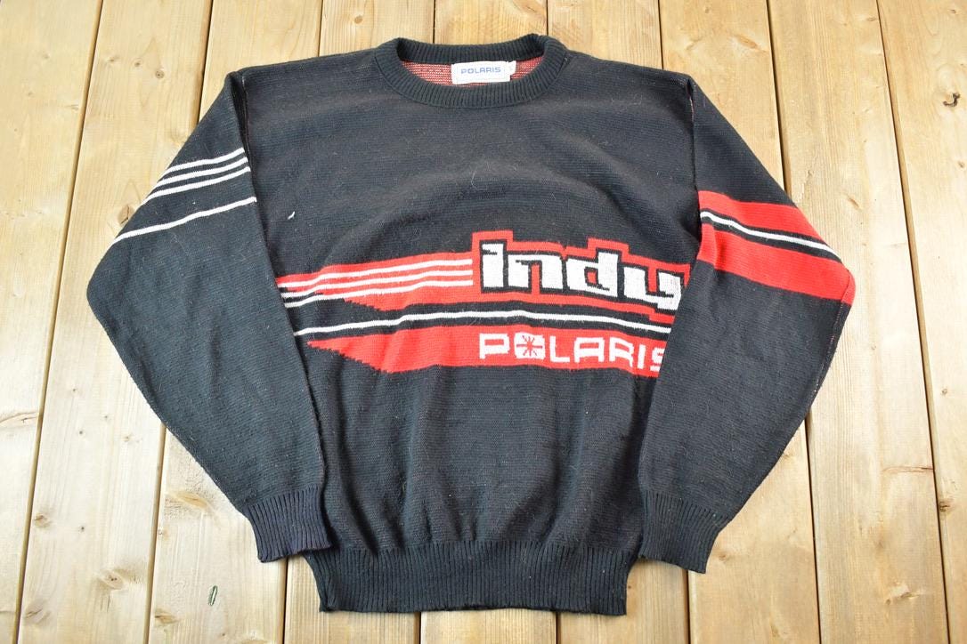 Vintage 1990s Indy Polaris Knit Snowmobile Crewneck Sweater Mens XS