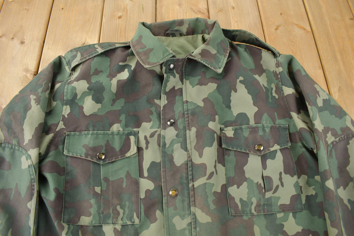 Vintage 1980s Canadian Military Camouflage Garrison Dress Land Army Jacket