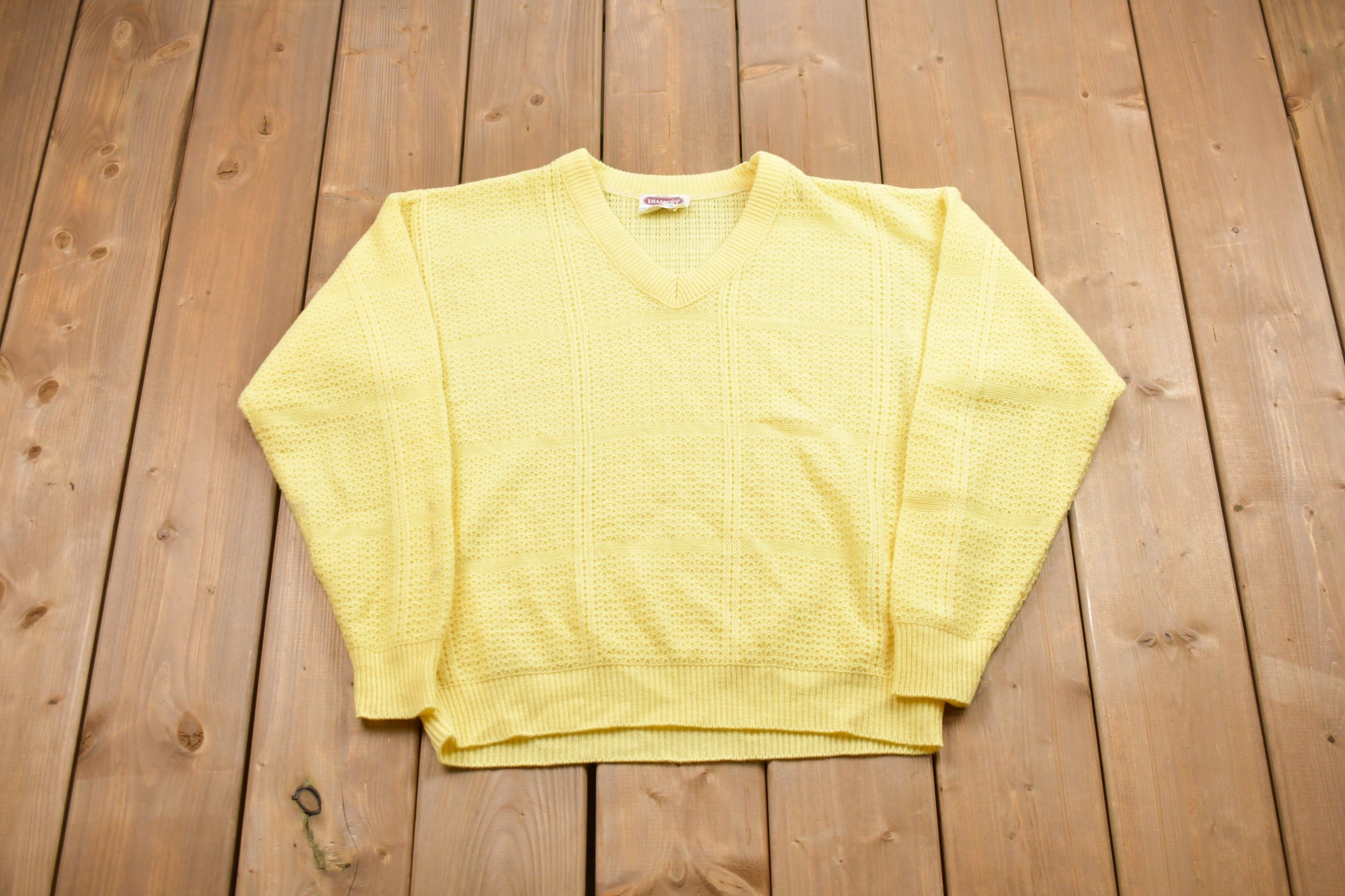 Vintage Diament Knitted V-Neck Sweater