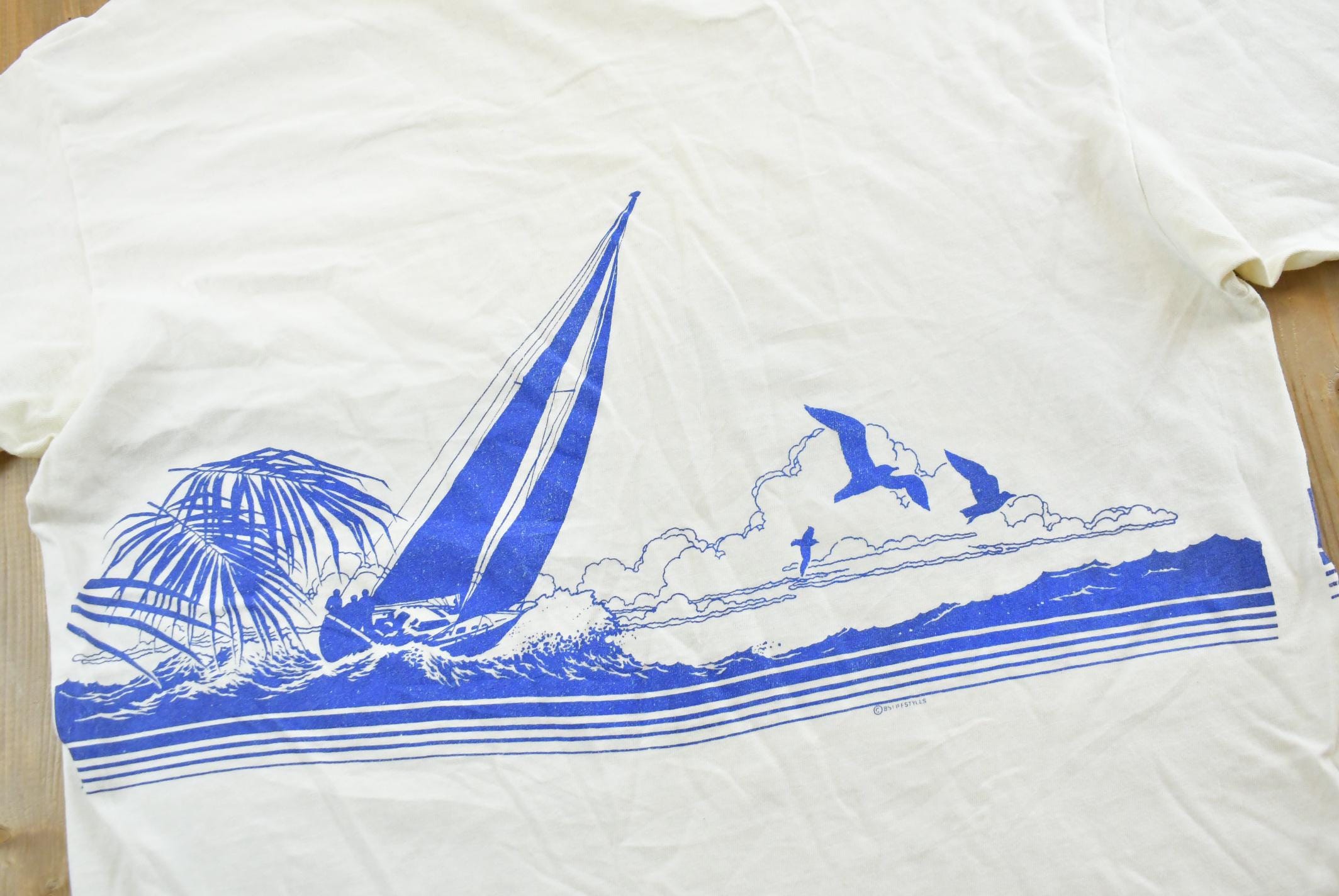 Vintage 1985 Florida Sailing Souvenir T Shirt Men's L