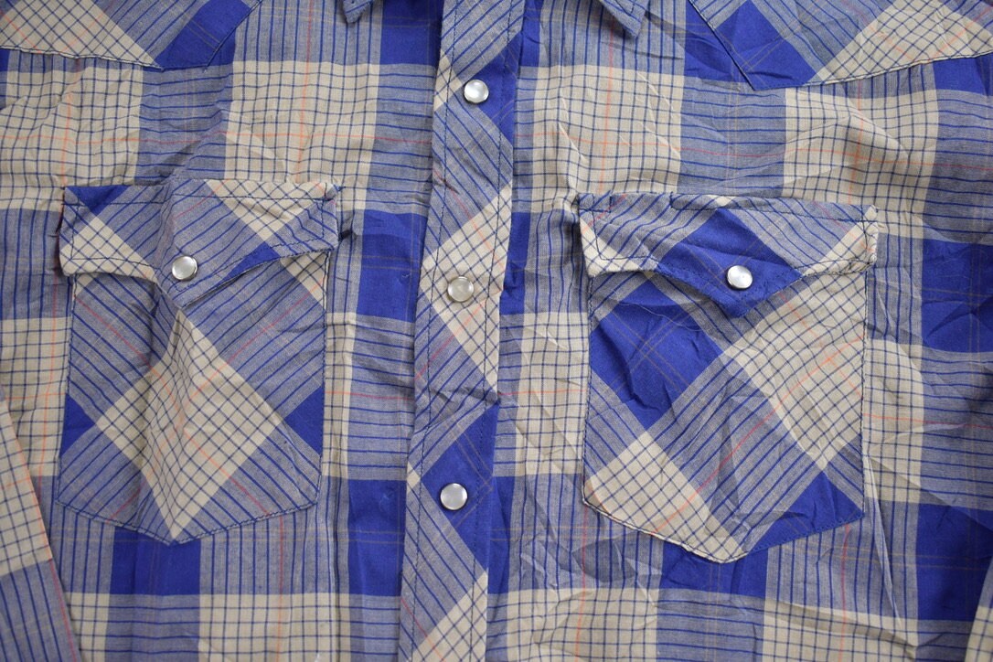 Vintage 1990s Pearl Snap Plaid Flannel Button Up Shirt