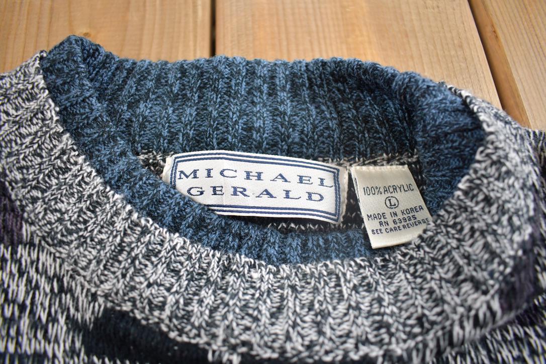 Vintage 1990s Michael Gerald Abstract Pattern Knit Crewneck Sweater