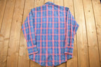 Vintage 1990s Wrangler Blue And Red Plaid Flannel Button Up Shirt