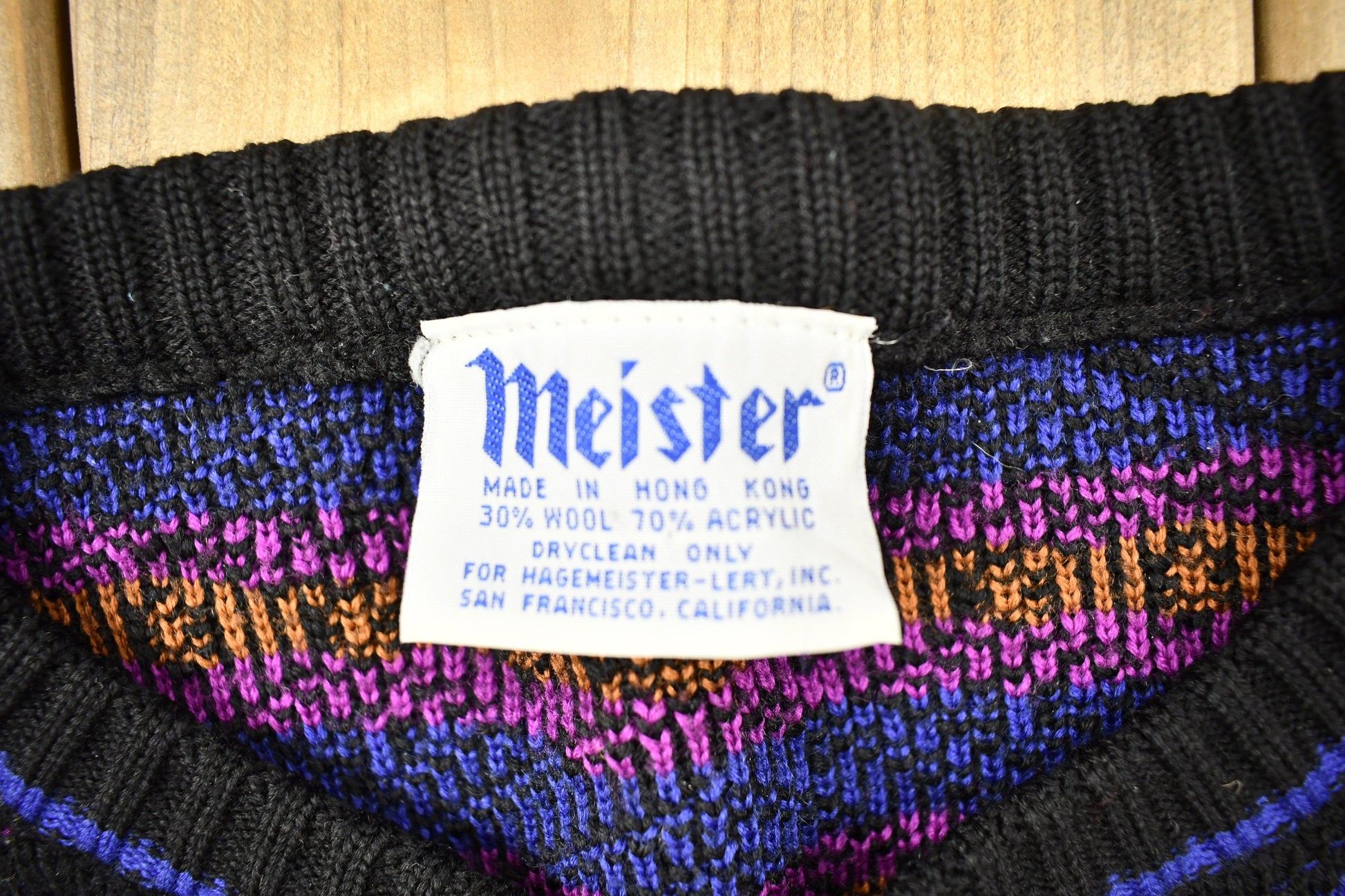 Vintage 1980s Abstract Pattern Meister Knitted Crewneck Sweater