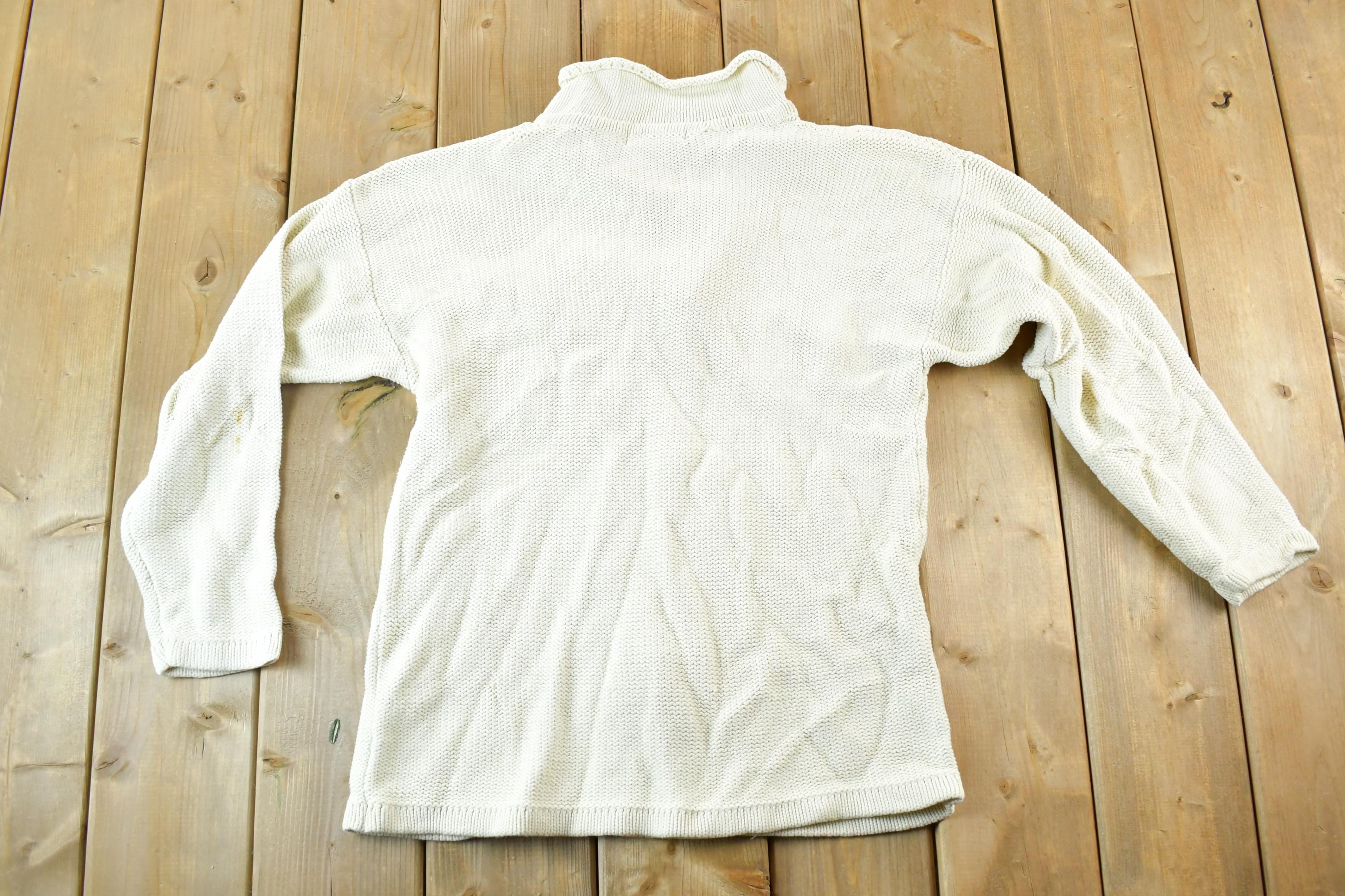 Vintage 1990s Eddie Bauer 100% Cotton Knit Abstract Pattern Crewneck Sweater Womens M  90s Crewneck  Preppy Knits  Wool Blend